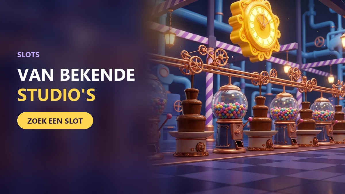  fabriekshal met kauwgomballenautomaten als beeld voor de slots bij chocospin